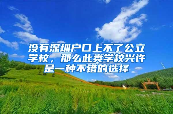 没有深圳户口上不了公立学校，那么此类学校兴许是一种不错的选择