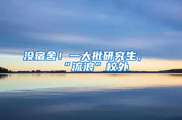 没宿舍！一大批研究生，“流浪”校外