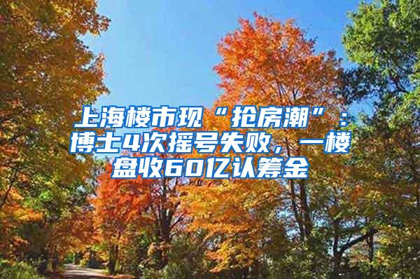 上海楼市现“抢房潮”：博士4次摇号失败，一楼盘收60亿认筹金