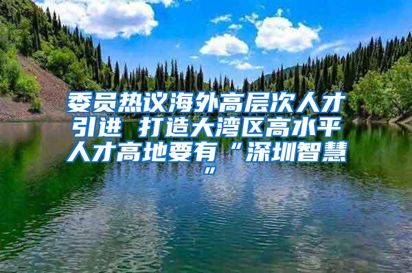 委员热议海外高层次人才引进 打造大湾区高水平人才高地要有“深圳智慧”