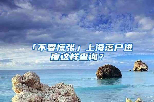 「不要慌张」上海落户进度这样查询？