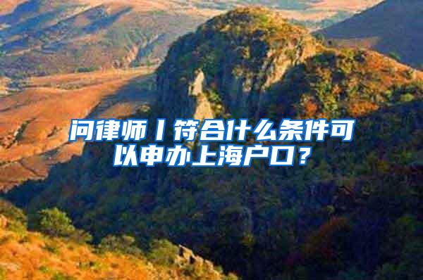 问律师丨符合什么条件可以申办上海户口？