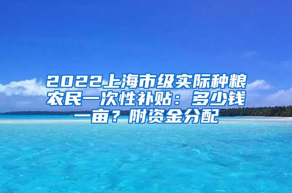 2022上海市级实际种粮农民一次性补贴：多少钱一亩？附资金分配