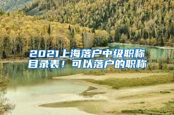 2021上海落户中级职称目录表！可以落户的职称