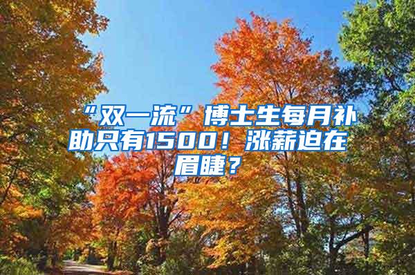 “双一流”博士生每月补助只有1500！涨薪迫在眉睫？