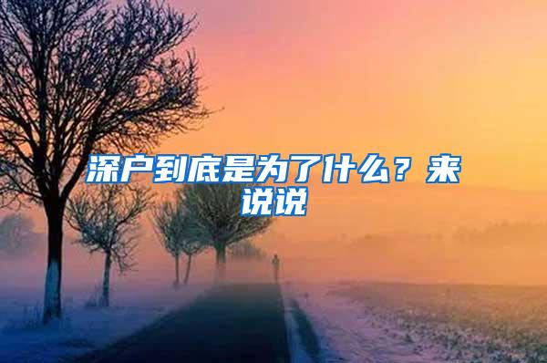 深户到底是为了什么？来说说