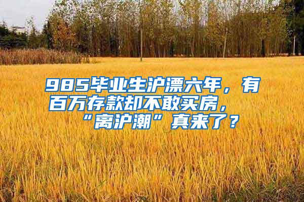 985毕业生沪漂六年，有百万存款却不敢买房，“离沪潮”真来了？