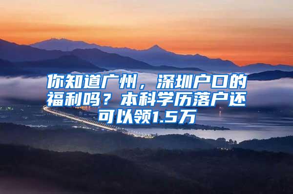 你知道广州，深圳户口的福利吗？本科学历落户还可以领1.5万