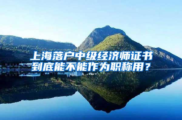 上海落户中级经济师证书到底能不能作为职称用？