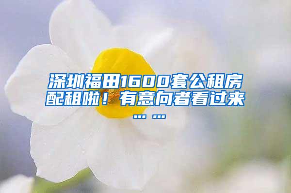 深圳福田1600套公租房配租啦！有意向者看过来……