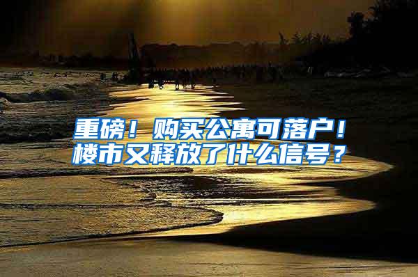 重磅！购买公寓可落户！楼市又释放了什么信号？