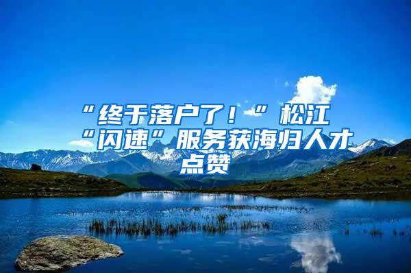 “终于落户了！”松江“闪速”服务获海归人才点赞