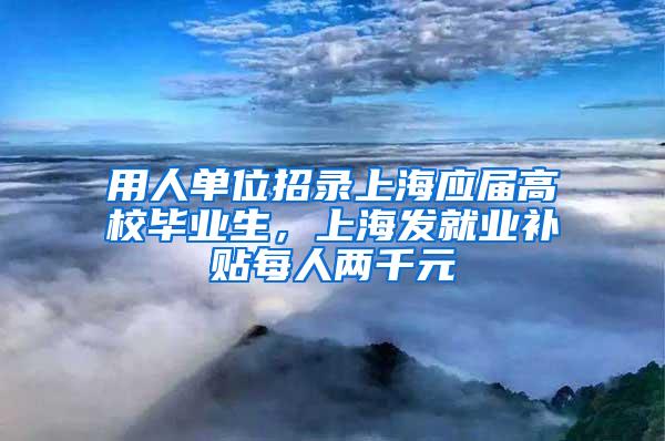 用人单位招录上海应届高校毕业生，上海发就业补贴每人两千元