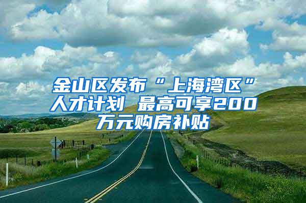 金山区发布“上海湾区”人才计划 最高可享200万元购房补贴