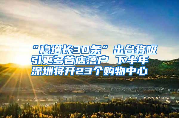 “稳增长30条”出台将吸引更多首店落户 下半年深圳将开23个购物中心