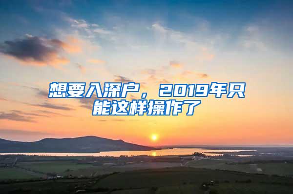 想要入深户，2019年只能这样操作了