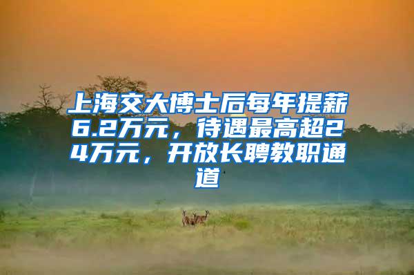 上海交大博士后每年提薪6.2万元，待遇最高超24万元，开放长聘教职通道