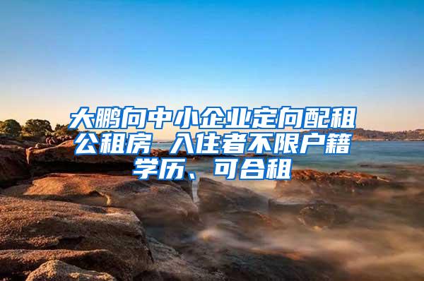 大鹏向中小企业定向配租公租房 入住者不限户籍学历、可合租