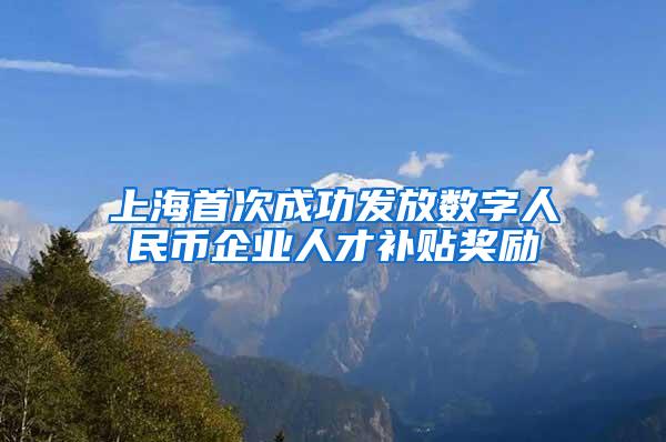 上海首次成功发放数字人民币企业人才补贴奖励