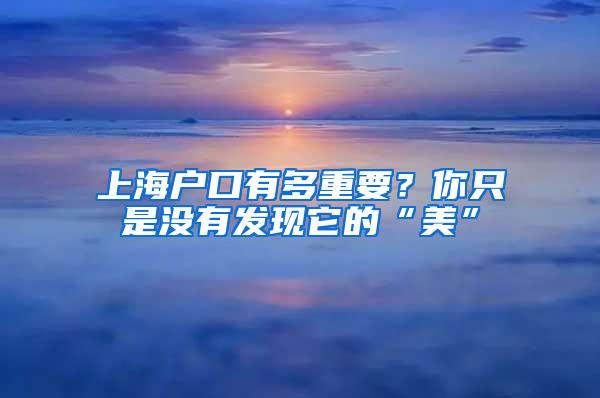 上海户口有多重要？你只是没有发现它的“美”