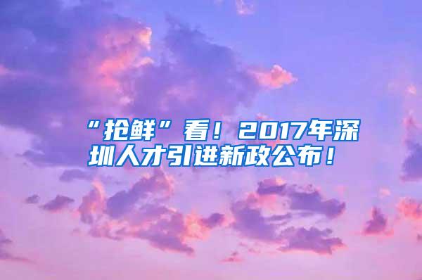 “抢鲜”看！2017年深圳人才引进新政公布！