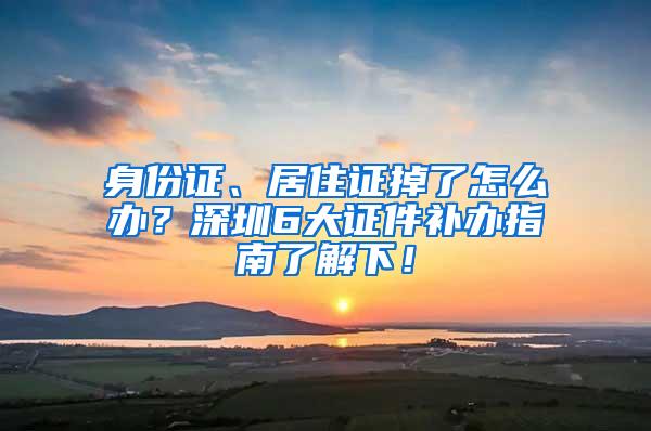 身份证、居住证掉了怎么办？深圳6大证件补办指南了解下！