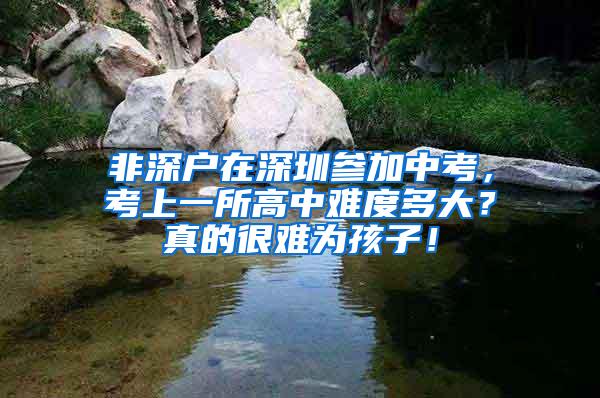 非深户在深圳参加中考，考上一所高中难度多大？真的很难为孩子！