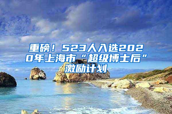 重磅！523人入选2020年上海市“超级博士后”激励计划