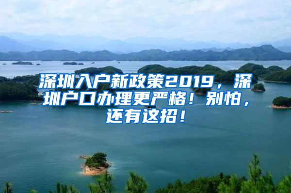 深圳入户新政策2019，深圳户口办理更严格！别怕，还有这招！