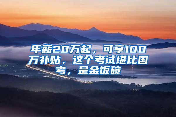 年薪20万起，可享100万补贴，这个考试堪比国考，是金饭碗