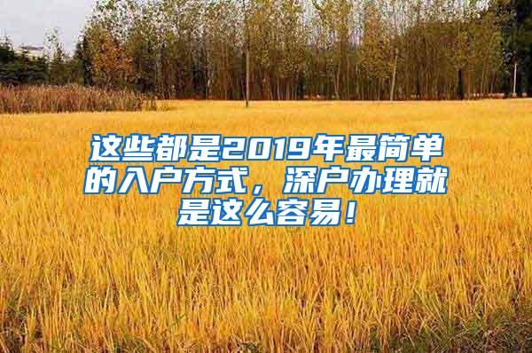 这些都是2019年最简单的入户方式，深户办理就是这么容易！