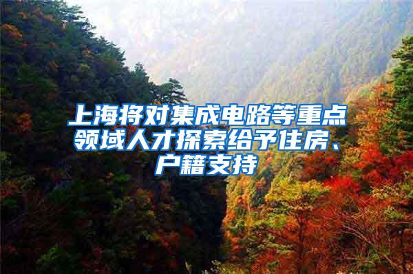 上海将对集成电路等重点领域人才探索给予住房、户籍支持