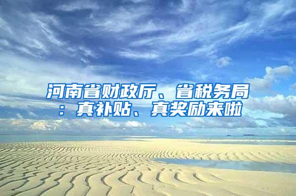 河南省财政厅、省税务局：真补贴、真奖励来啦