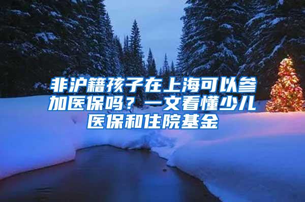 非沪籍孩子在上海可以参加医保吗？一文看懂少儿医保和住院基金