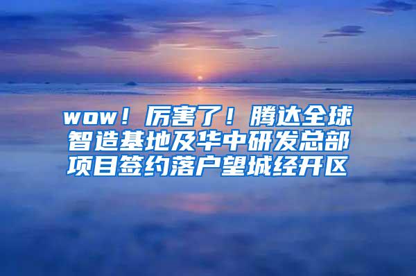 wow！厉害了！腾达全球智造基地及华中研发总部项目签约落户望城经开区