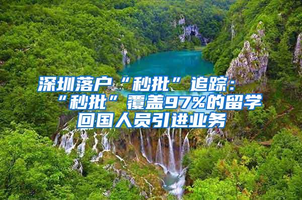 深圳落户“秒批”追踪：“秒批”覆盖97%的留学回国人员引进业务