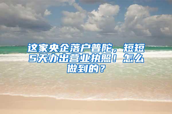 这家央企落户普陀，短短5天办出营业执照！怎么做到的？