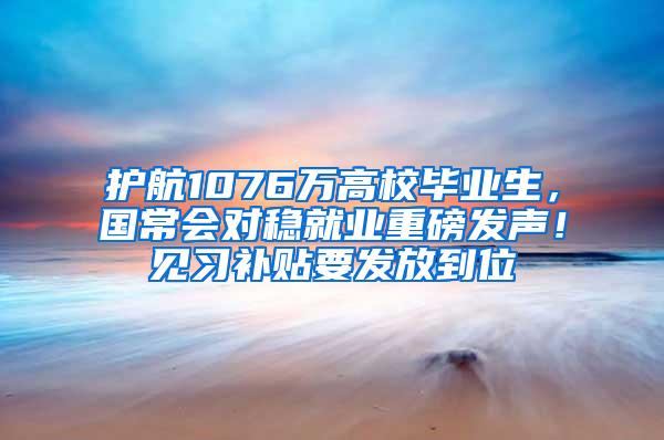 护航1076万高校毕业生，国常会对稳就业重磅发声！见习补贴要发放到位