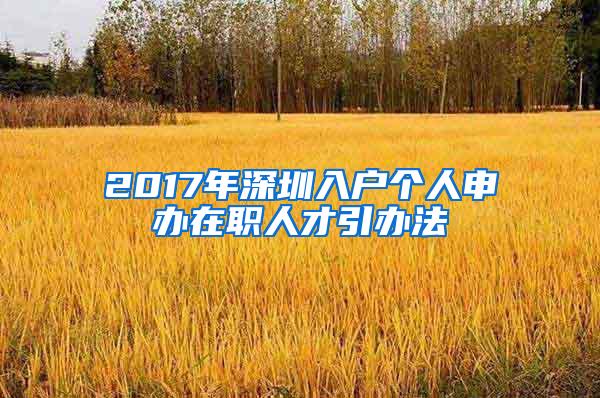 2017年深圳入户个人申办在职人才引办法