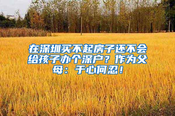 在深圳买不起房子还不会给孩子办个深户？作为父母：于心何忍！