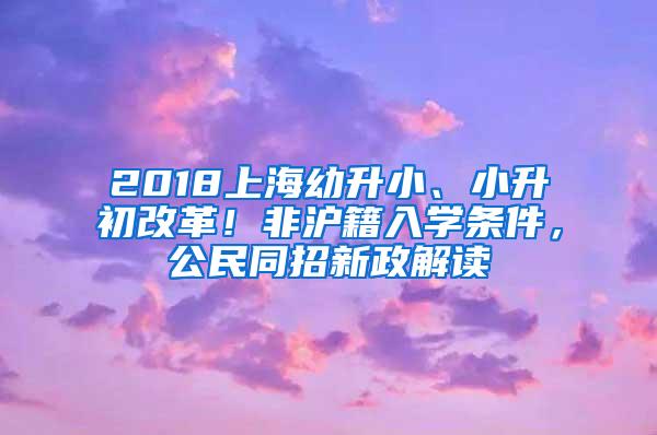 2018上海幼升小、小升初改革！非沪籍入学条件，公民同招新政解读