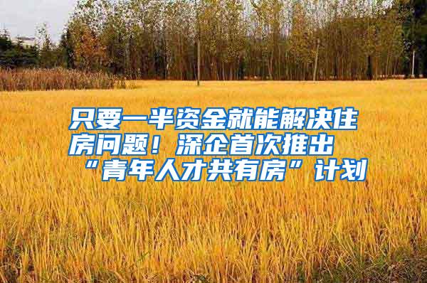 只要一半资金就能解决住房问题！深企首次推出“青年人才共有房”计划