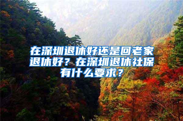 在深圳退休好还是回老家退休好？在深圳退休社保有什么要求？