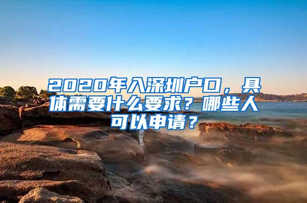 2020年入深圳户口，具体需要什么要求？哪些人可以申请？