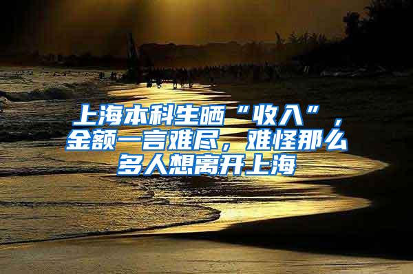 上海本科生晒“收入”，金额一言难尽，难怪那么多人想离开上海