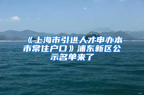 《上海市引进人才申办本市常住户口》浦东新区公示名单来了