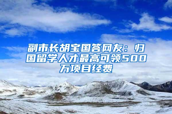 副市长胡宝国答网友：归国留学人才最高可领500万项目经费