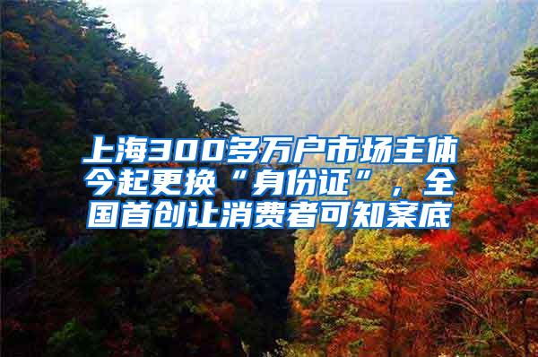 上海300多万户市场主体今起更换“身份证”，全国首创让消费者可知案底