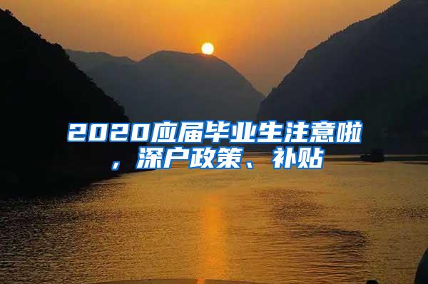 2020应届毕业生注意啦，深户政策、补贴