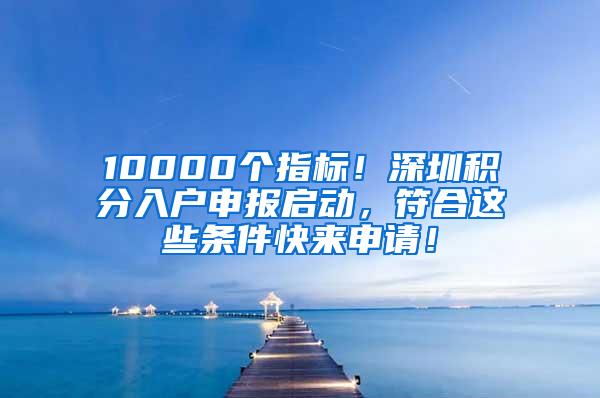 10000个指标！深圳积分入户申报启动，符合这些条件快来申请！